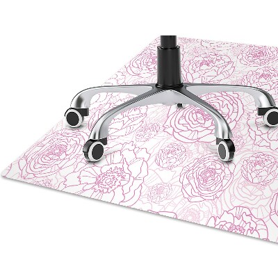 Tapete para cadeira de escritório flores cor de rosa