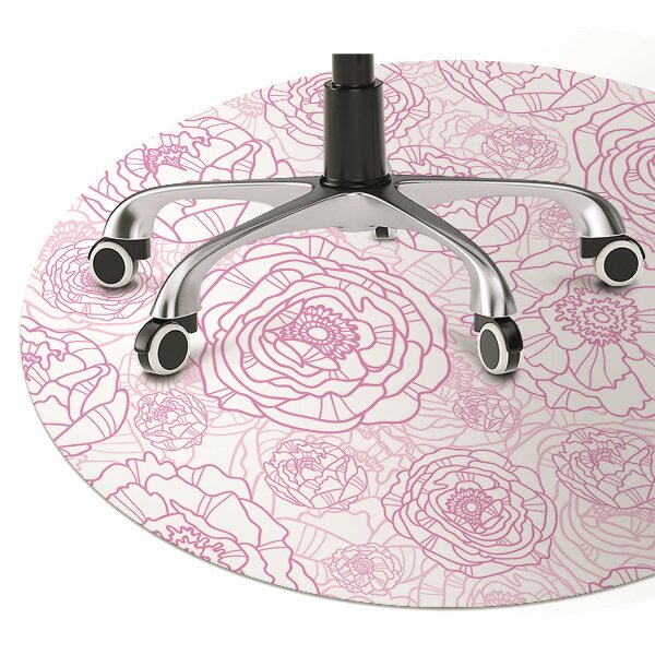 Tapete para cadeira de escritório flores cor de rosa