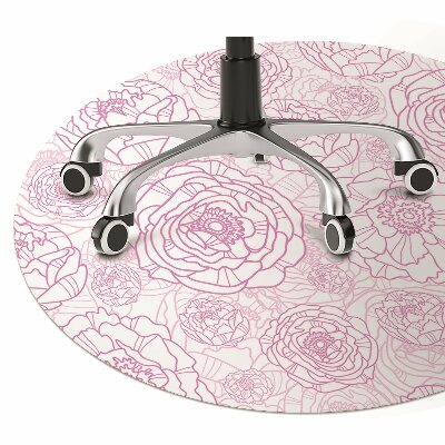 Tapete para cadeira de escritório flores cor de rosa