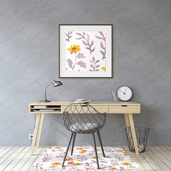 Tapete para cadeira de escritório Flores pintadas