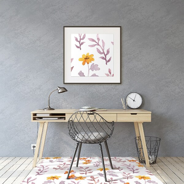 Tapete para cadeira de escritório Flores pintadas