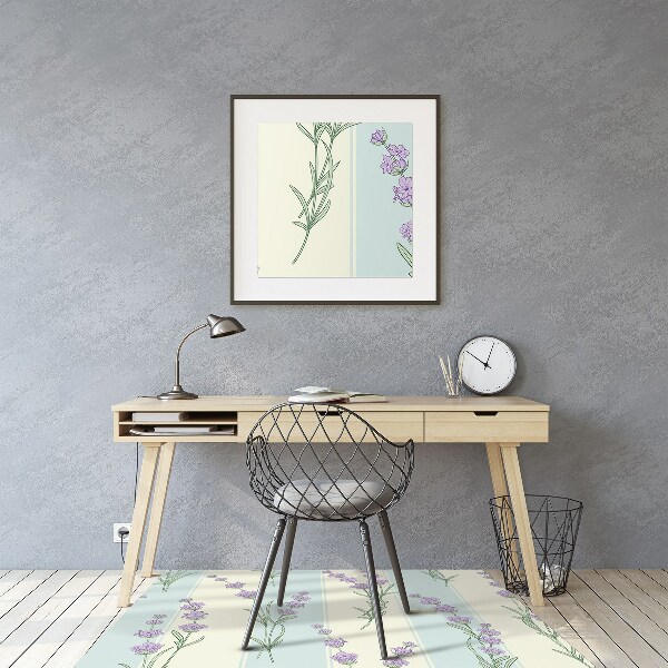 Tapete para cadeira de escritório flores de lavanda