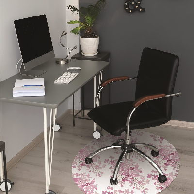 Tapete para cadeira de escritório flores cor de rosa