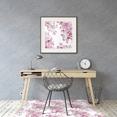 Tapete para cadeira de escritório flores cor de rosa
