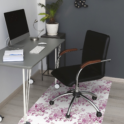 Tapete para cadeira de escritório flores cor de rosa