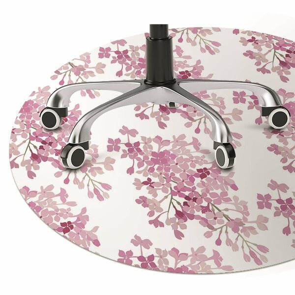 Tapete para cadeira de escritório flores cor de rosa