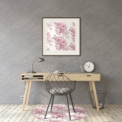 Tapete para cadeira de escritório flores cor de rosa