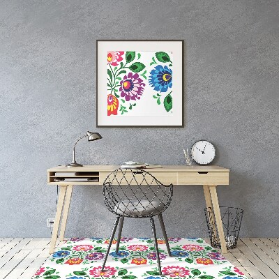 Tapete para cadeira de escritório Flores estilo folk