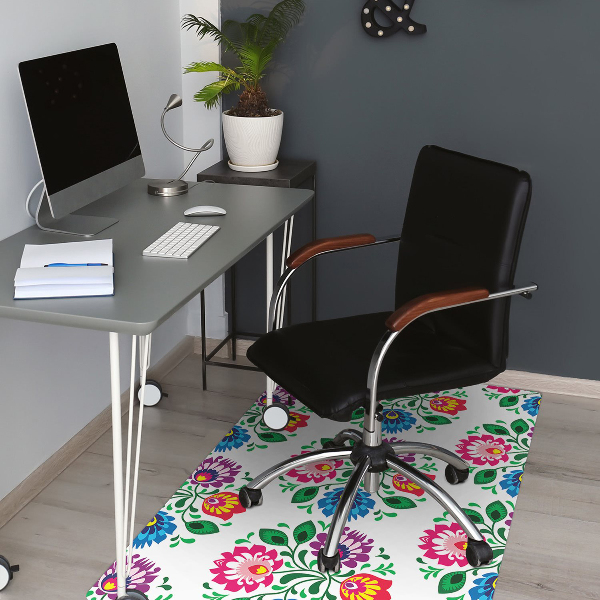 Tapete para cadeira de escritório Flores estilo folk