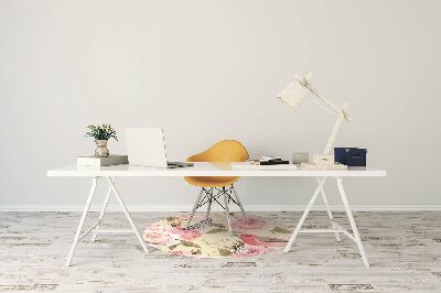 Tapete para cadeira de escritório Pássaros flores borboletas