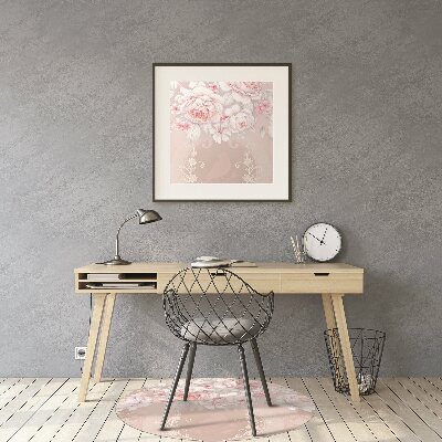 Tapete para cadeira de escritório rosas brancas