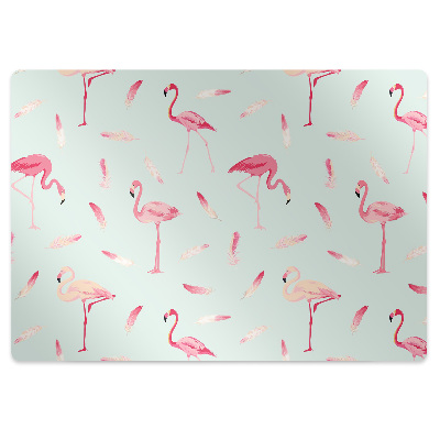 Tapete escritório Flamingos e penas