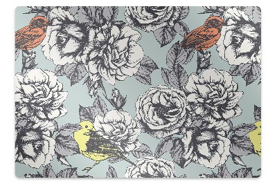 Tapete escritório Rosas e pássaros