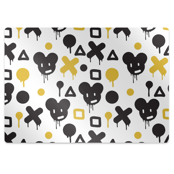Tapete para cadeira de escritório Grafite preto e amarelo