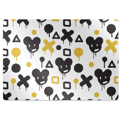 Tapete para cadeira de escritório Grafite preto e amarelo