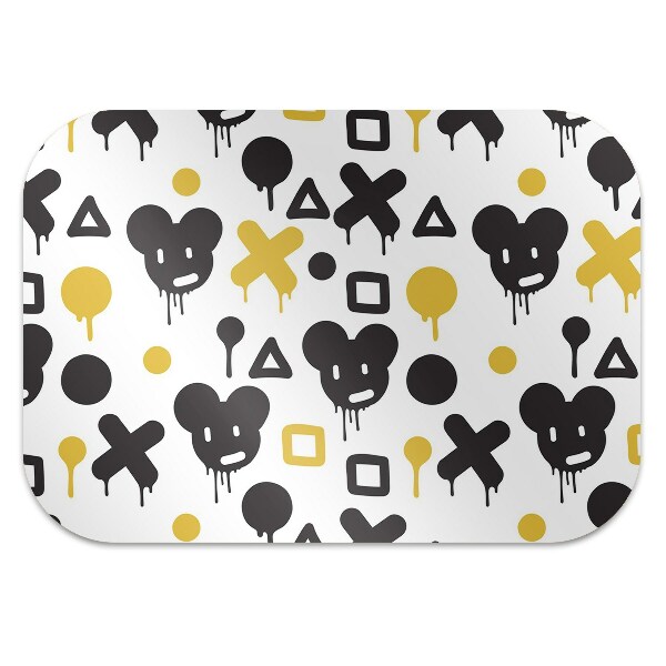 Tapete para cadeira de escritório Grafite preto e amarelo