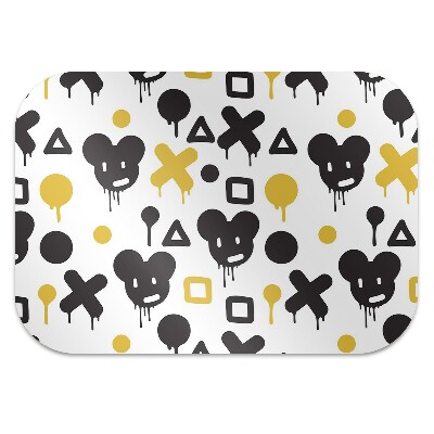 Tapete para cadeira de escritório Grafite preto e amarelo