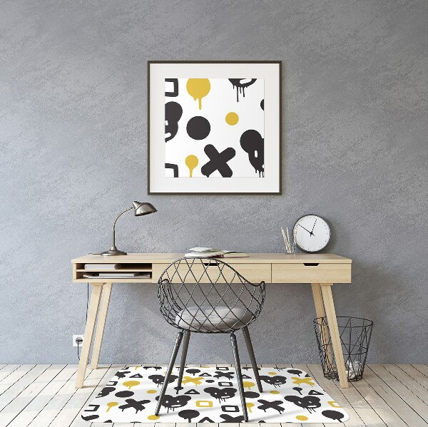 Tapete para cadeira de escritório Grafite preto e amarelo