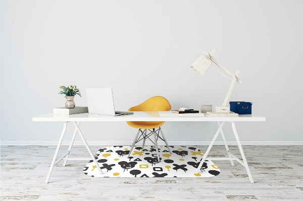Tapete para cadeira de escritório Grafite preto e amarelo