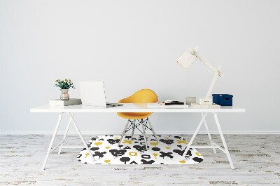 Tapete para cadeira de escritório Grafite preto e amarelo