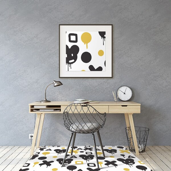 Tapete para cadeira de escritório Grafite preto e amarelo