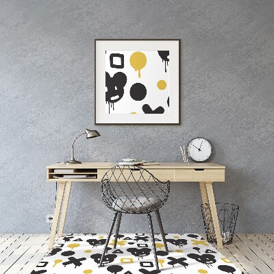 Tapete para cadeira de escritório Grafite preto e amarelo