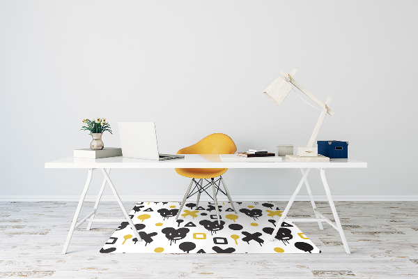 Tapete para cadeira de escritório Grafite preto e amarelo