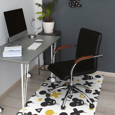 Tapete para cadeira de escritório Grafite preto e amarelo