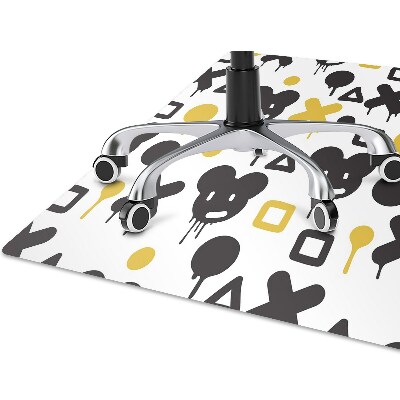 Tapete para cadeira de escritório Grafite preto e amarelo