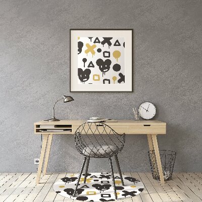 Tapete para cadeira de escritório Grafite preto e amarelo