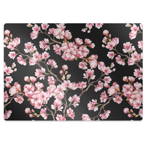 Tapete para cadeira de escritório flores de cerejeira