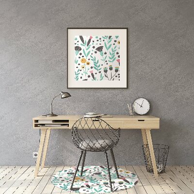 Tapete para cadeira de escritório flores escandinavas