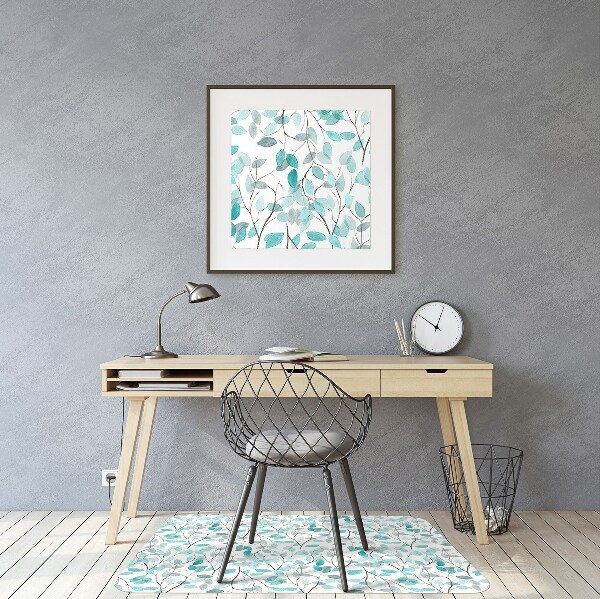 Tapete para cadeira de escritório Folhas de aquarela