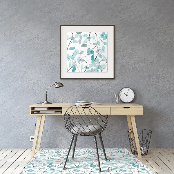 Tapete para cadeira de escritório Folhas de aquarela