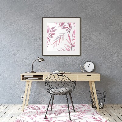Tapete para cadeira de escritório Folhas cor de rosa