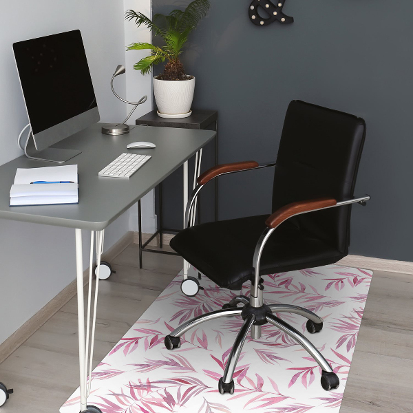 Tapete para cadeira de escritório Folhas cor de rosa