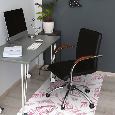 Tapete para cadeira de escritório Folhas cor de rosa
