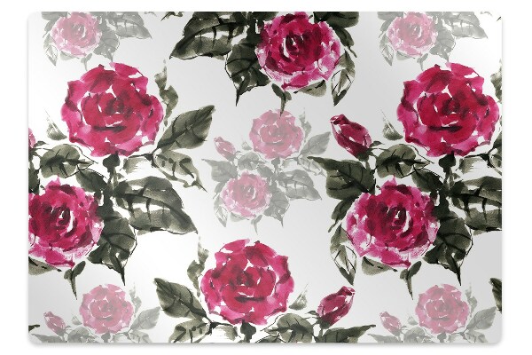 Tapete para cadeira de escritório rosas pintadas
