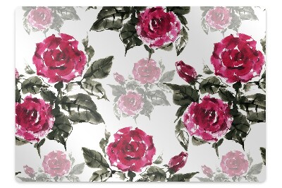 Tapete para cadeira de escritório rosas pintadas