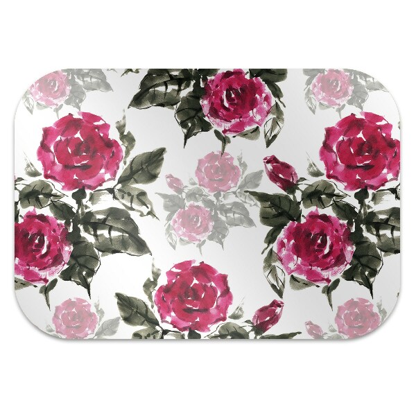 Tapete para cadeira de escritório rosas pintadas