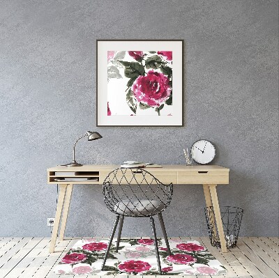 Tapete para cadeira de escritório rosas pintadas