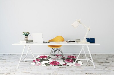 Tapete para cadeira de escritório rosas pintadas