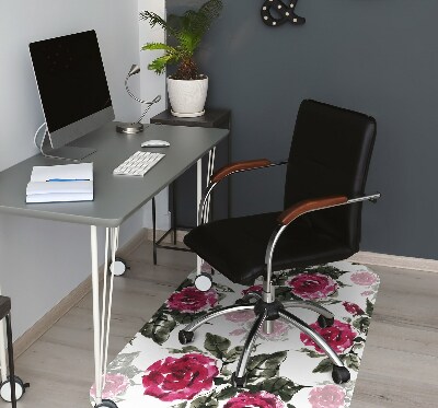 Tapete para cadeira de escritório rosas pintadas