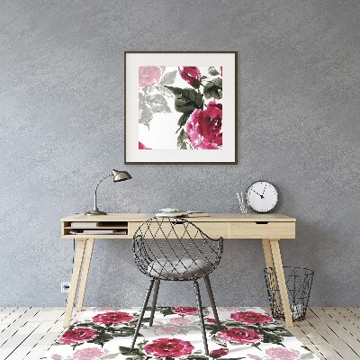 Tapete para cadeira de escritório rosas pintadas