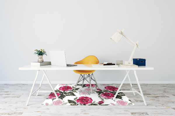 Tapete para cadeira de escritório rosas pintadas