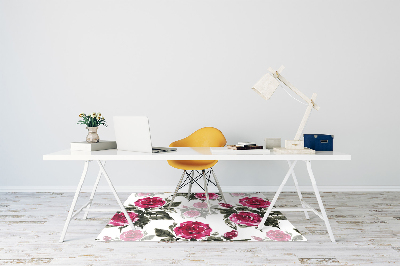 Tapete para cadeira de escritório rosas pintadas