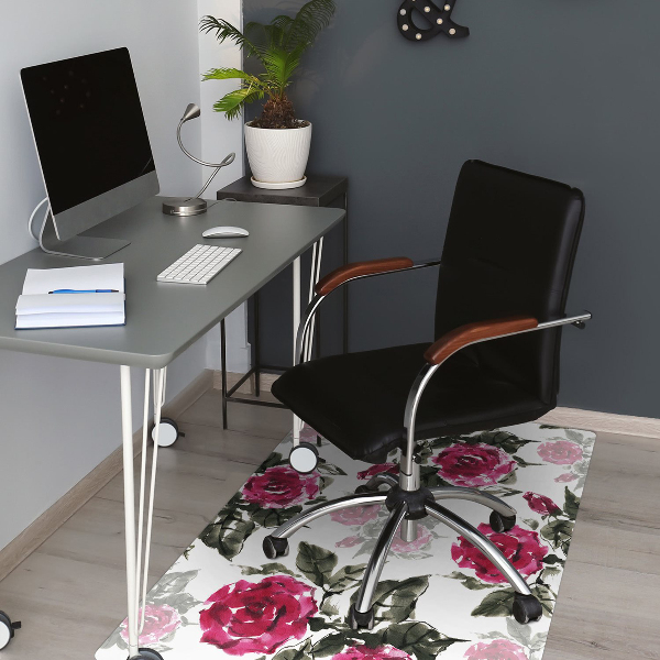 Tapete para cadeira de escritório rosas pintadas