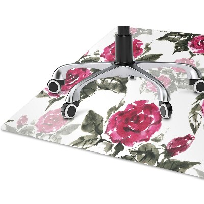 Tapete para cadeira de escritório rosas pintadas