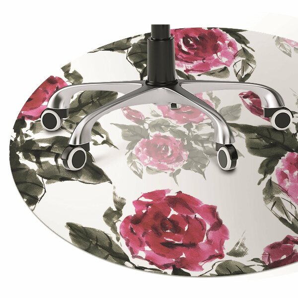 Tapete para cadeira de escritório rosas pintadas