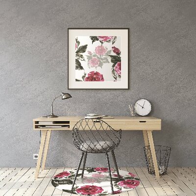 Tapete para cadeira de escritório rosas pintadas